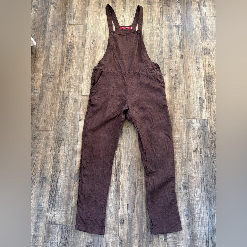 Pyne & Smith Espresso Linen Overalls XS